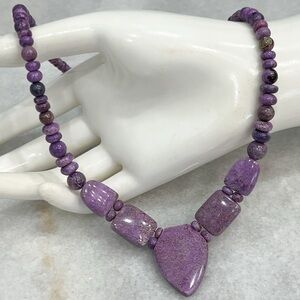 Purple Stichtite Sterling Silver Bib Necklace